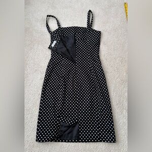 Tahari ASL Black and White Polka Dot Midi Dress Size 4